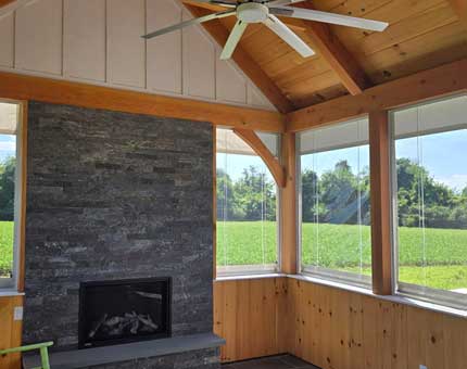Inside of the Vinyl Enclosure with the Panels Down in St Michaels, MD.