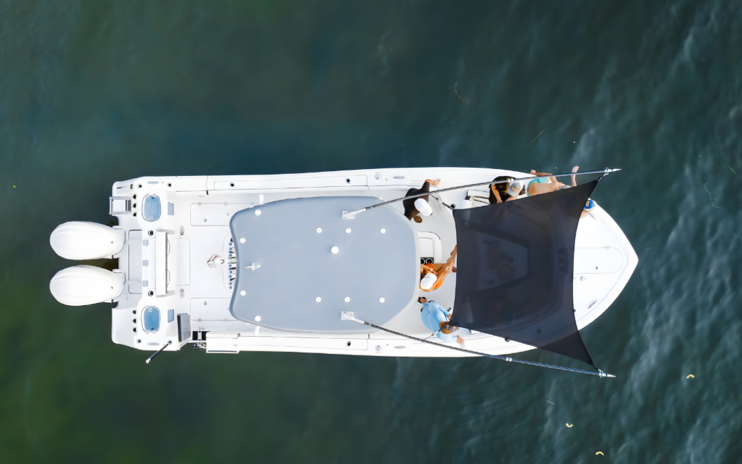 boat shade solution installed on center console boat in Maryland coastal waters
